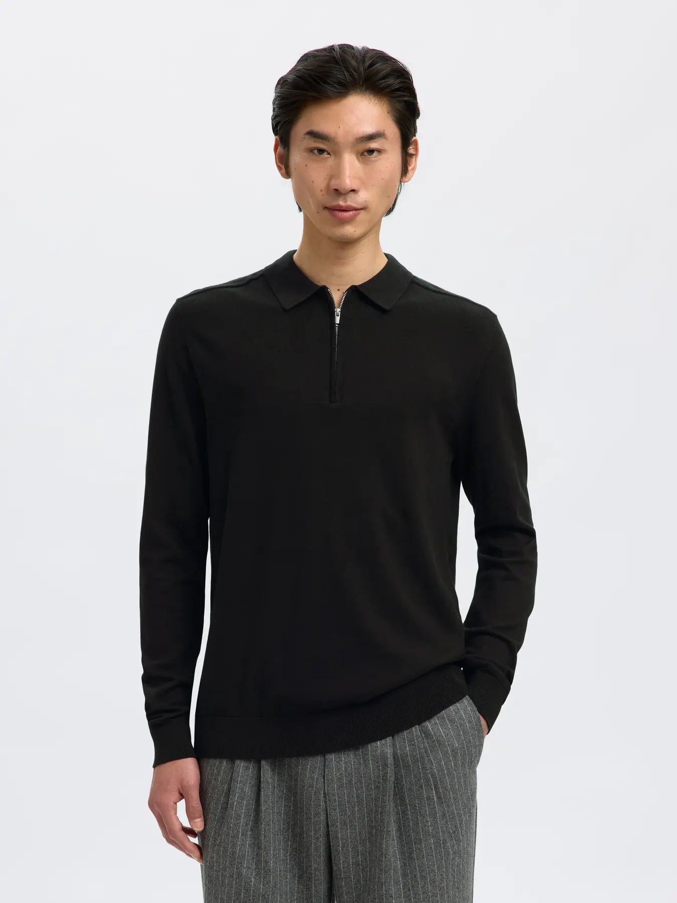 SLHBERG LS HALF ZIP POLO